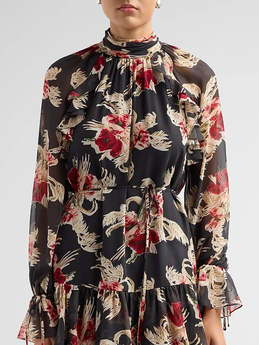 Cinq à Sept Women's Sylviane Floral Silk A-Line Mini Dress | Thumbnail 5