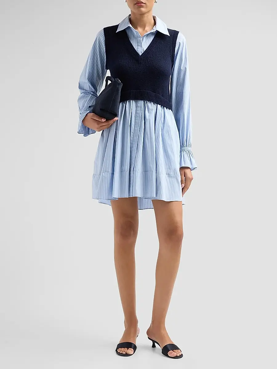 Cinq à Sept Women's Patsy Layered Stripe Mini Shirtdress | Thumbnail 2 Cinq à Sept Women's Patsy Layered Stripe Mini Shirtdress | Thumbnail 2