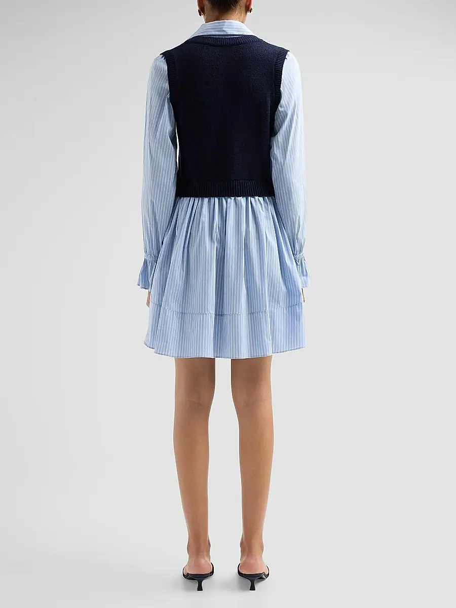 Cinq à Sept Women's Patsy Layered Stripe Mini Shirtdress | Thumbnail 3 Cinq à Sept Women's Patsy Layered Stripe Mini Shirtdress | Thumbnail 3