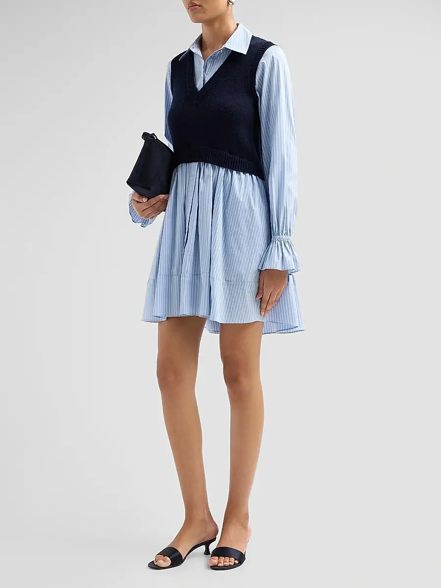 Cinq à Sept Women's Patsy Layered Stripe Mini Shirtdress | Thumbnail 4 Cinq à Sept Women's Patsy Layered Stripe Mini Shirtdress | Thumbnail 4