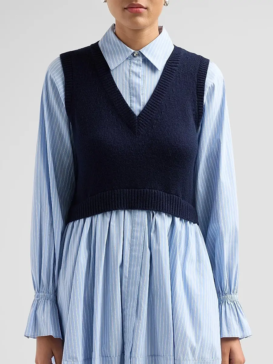Cinq à Sept Women's Patsy Layered Stripe Mini Shirtdress | Thumbnail 5 Cinq à Sept Women's Patsy Layered Stripe Mini Shirtdress | Thumbnail 5