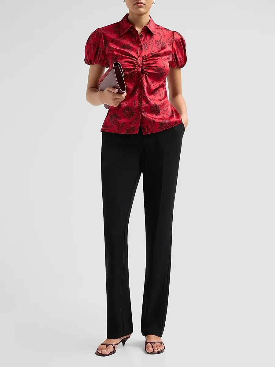 Cinq à Sept Women's Solange Paisley Fan Satin Top | Thumbnail 2