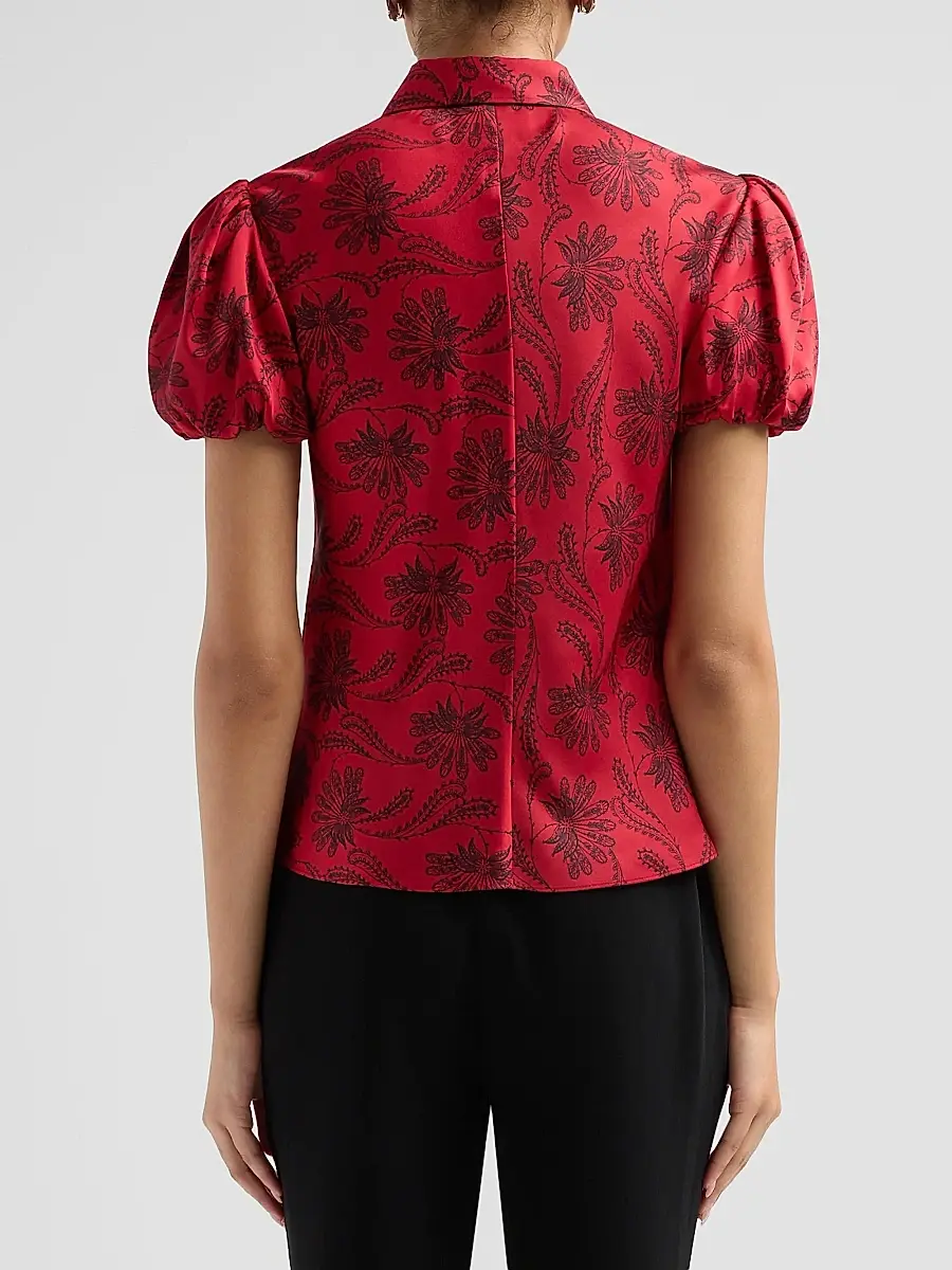 Cinq à Sept Women's Solange Paisley Fan Satin Top | Thumbnail 3
