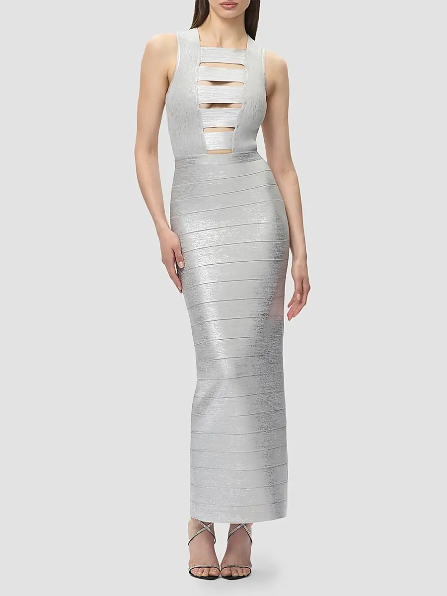 Hervé Léger Women's The Metallic Bailey Gown | Thumbnail 2
