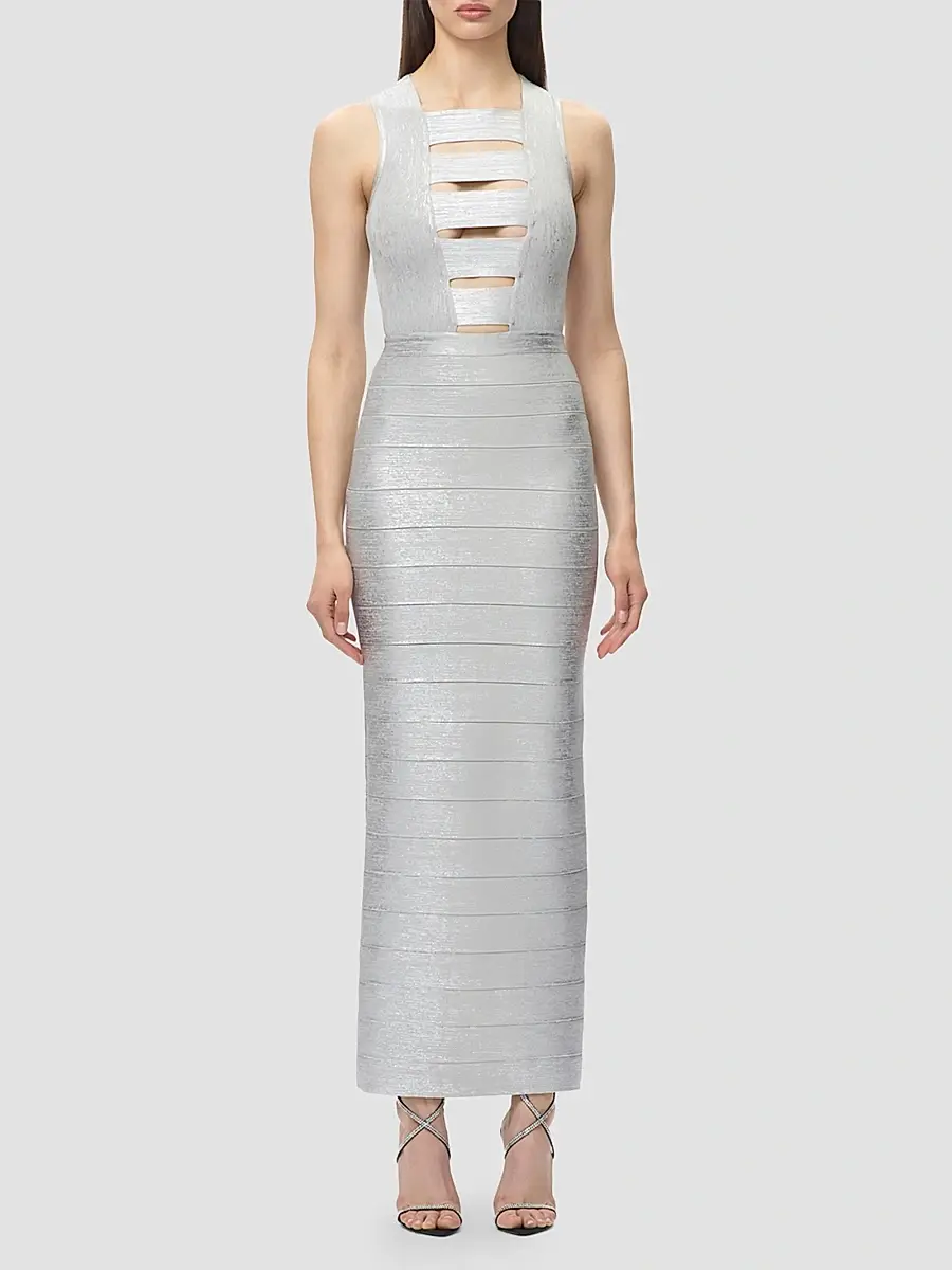 Hervé Léger Women's The Metallic Bailey Gown | Thumbnail 4