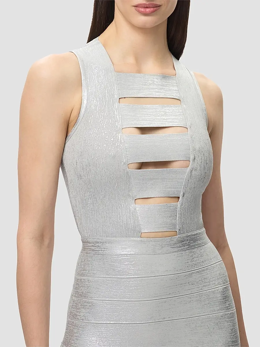 Hervé Léger Women's The Metallic Bailey Gown | Thumbnail 5