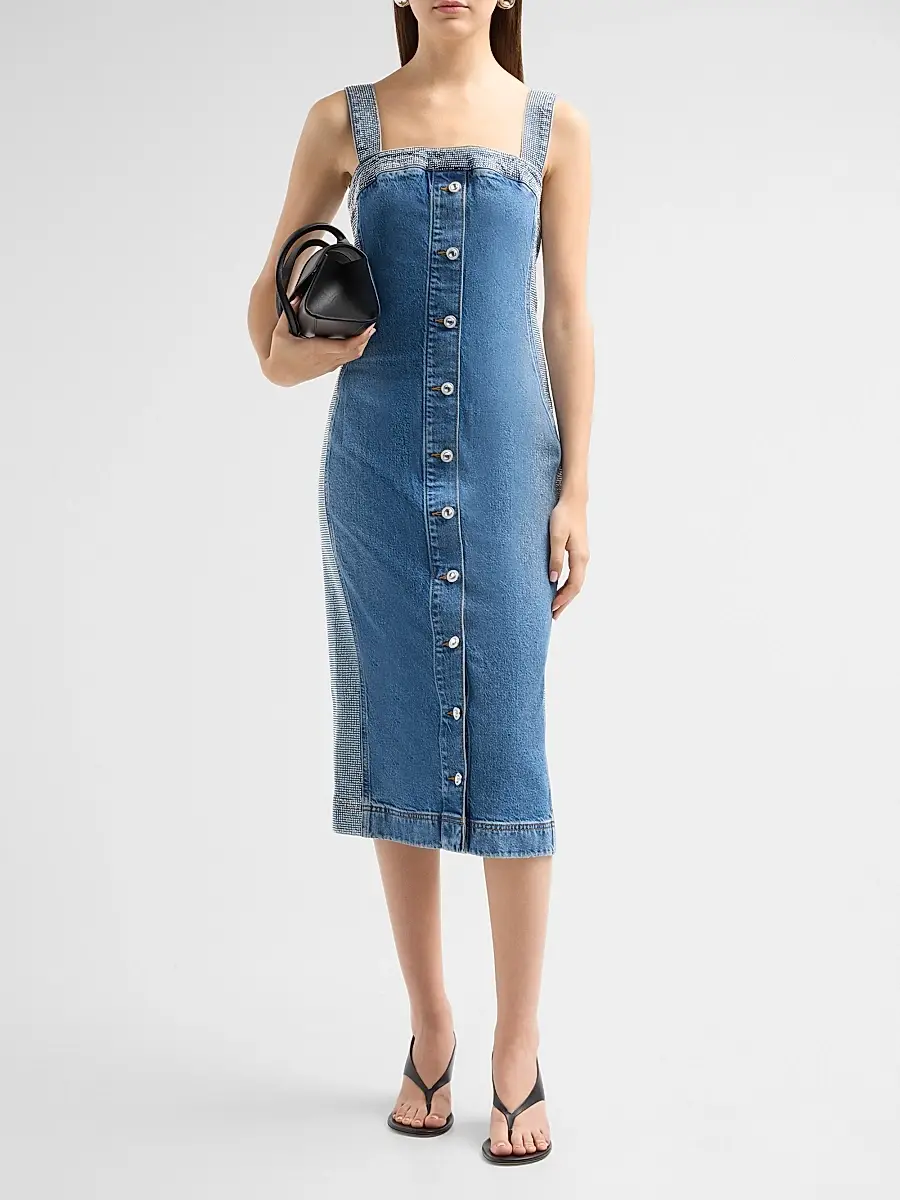 Ramy Brook Women's Amanda Rhinestone-Trim Denim Midi Dress | Thumbnail 2 Ramy Brook Women's Amanda Rhinestone-Trim Denim Midi Dress | Thumbnail 2