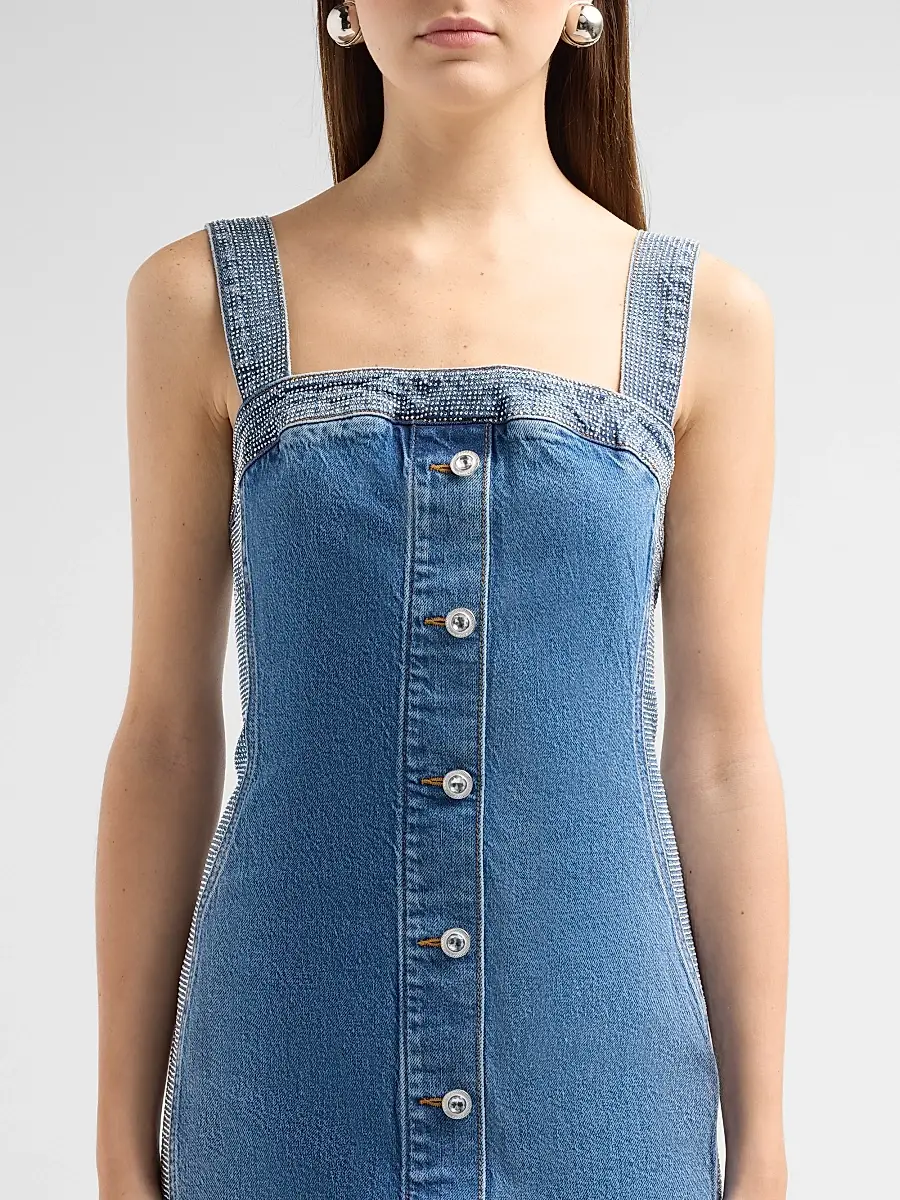 Ramy Brook Women's Amanda Rhinestone-Trim Denim Midi Dress | Thumbnail 5 Ramy Brook Women's Amanda Rhinestone-Trim Denim Midi Dress | Thumbnail 5