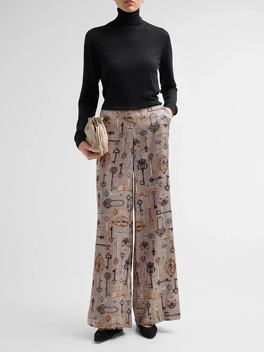 L'Agence Women's Pilar Houndstooth Key Wide-Leg Pants | Thumbnail 2 L'Agence Women's Pilar Houndstooth Key Wide-Leg Pants | Thumbnail 2