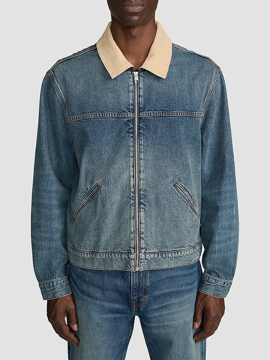 Frame Men's Denim Zip-Front Trucker Jacket | Thumbnail 4 Frame Men's Denim Zip-Front Trucker Jacket | Thumbnail 4