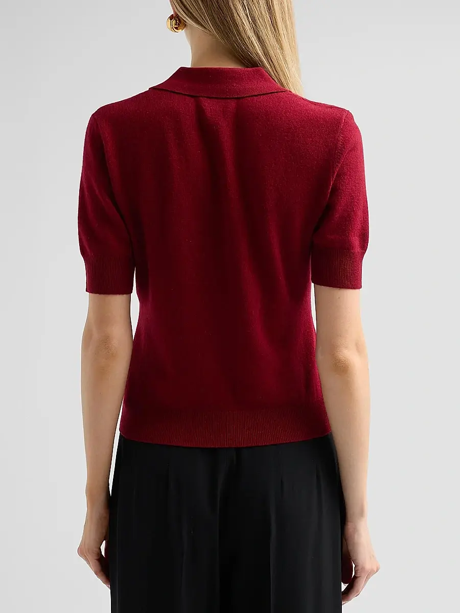 Aknvas Women's Ailey Embroidered Wool-Cashmere Polo Sweater | Thumbnail 3