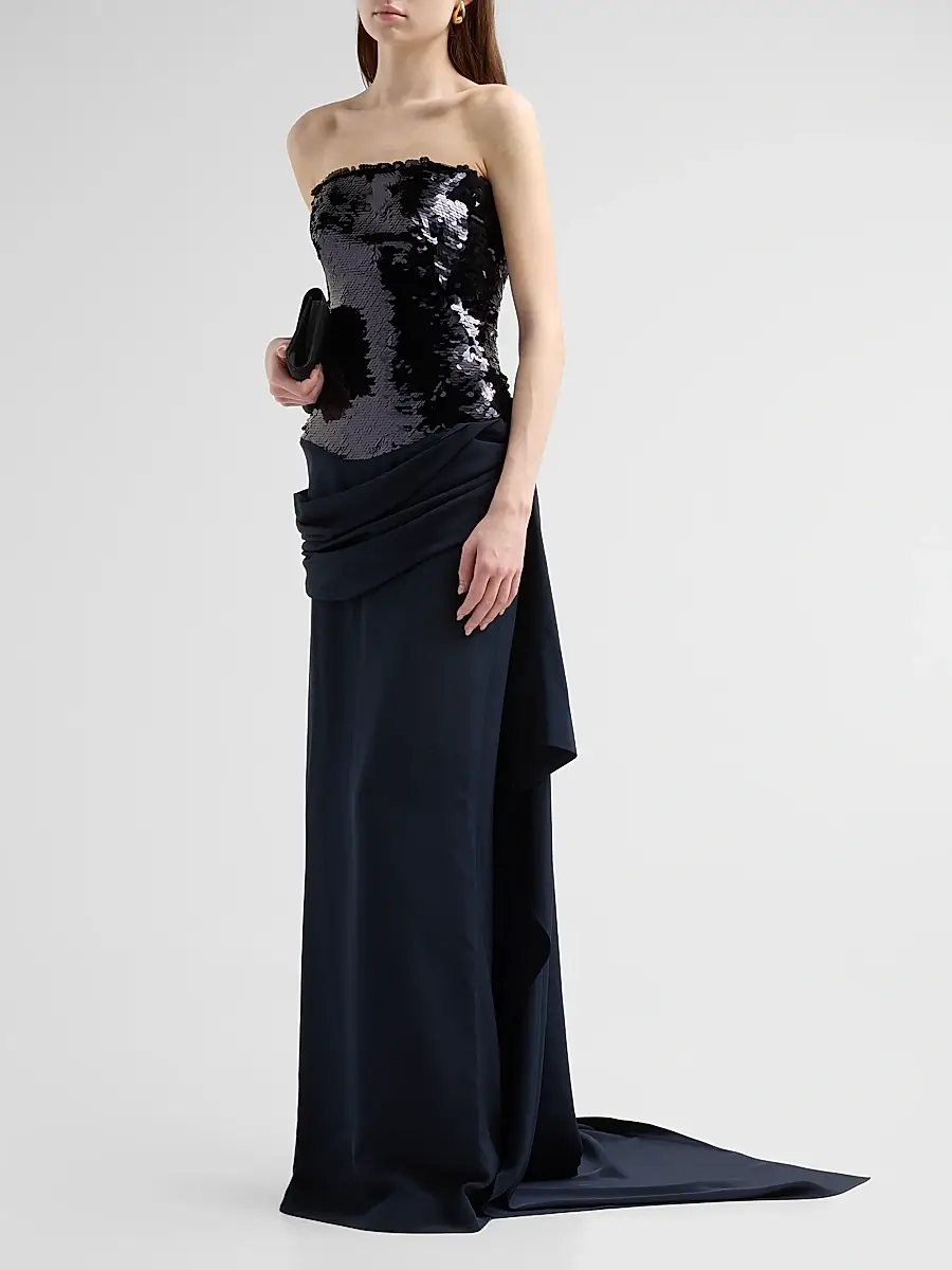 Atelier Prabal Gurung Women's Strapless Sequin & Draped Crepe Gown | Thumbnail 4