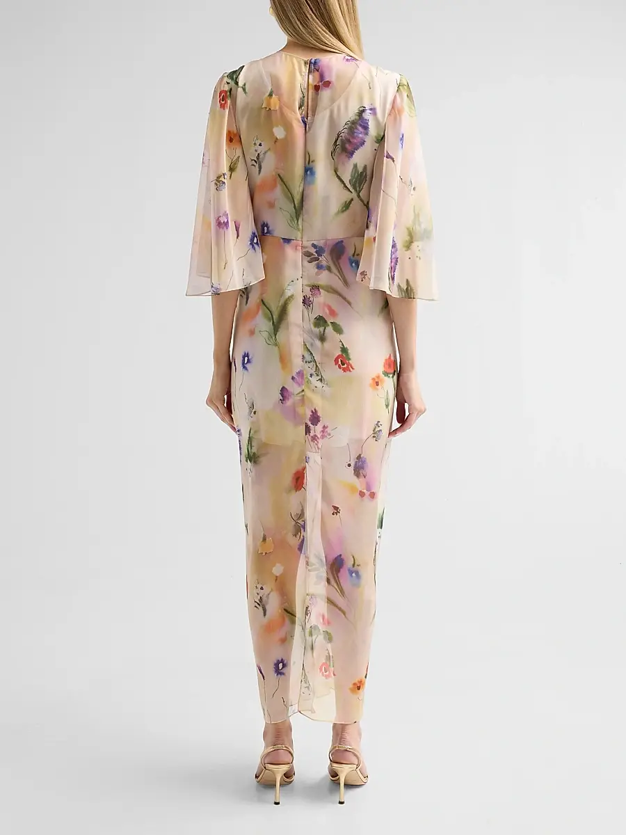 PRABAL GURUNG Women's Flutter-Sleeve Twist-Front Maxi Dress | Thumbnail 3
