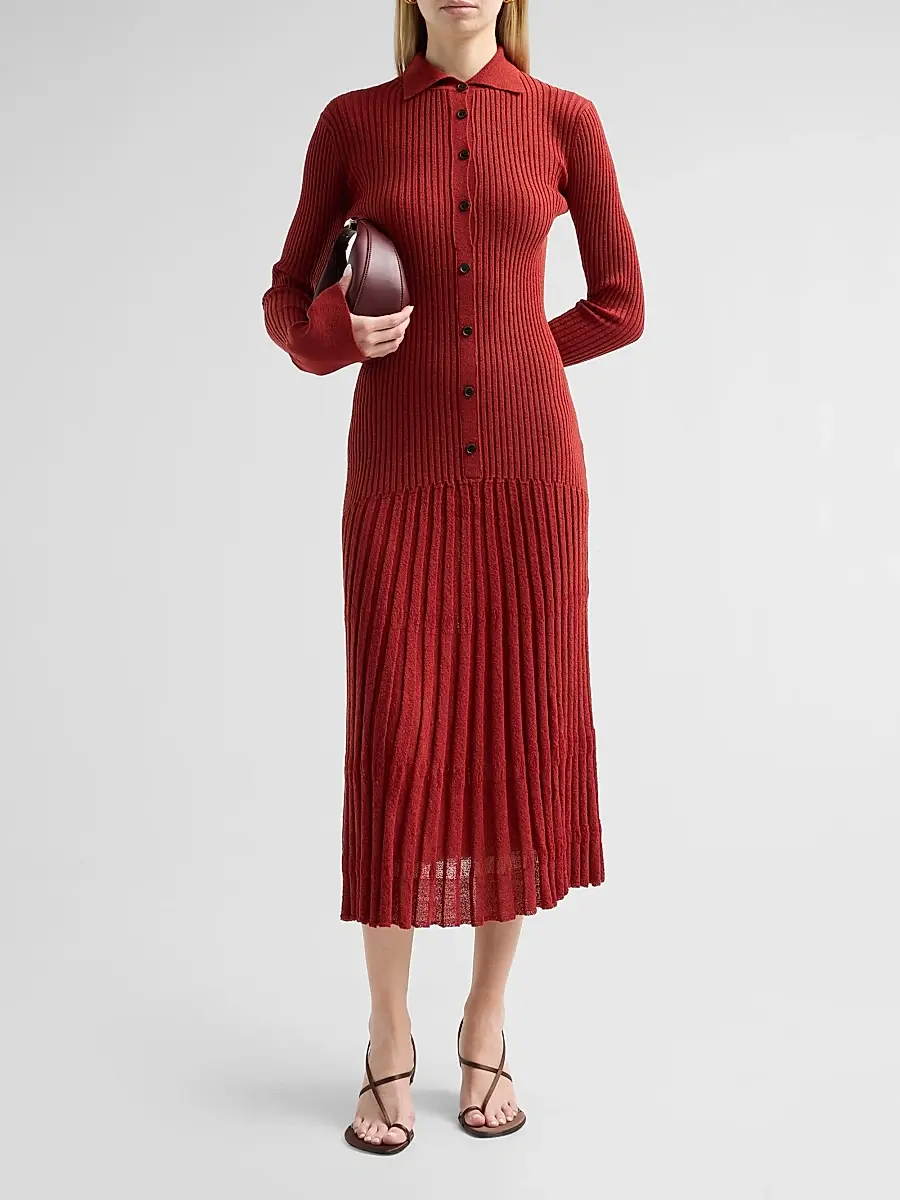 Proenza Schouler Women's Rosario Textured Merino Wool Midi Dress | Thumbnail 2 Proenza Schouler Women's Rosario Textured Merino Wool Midi Dress | Thumbnail 2