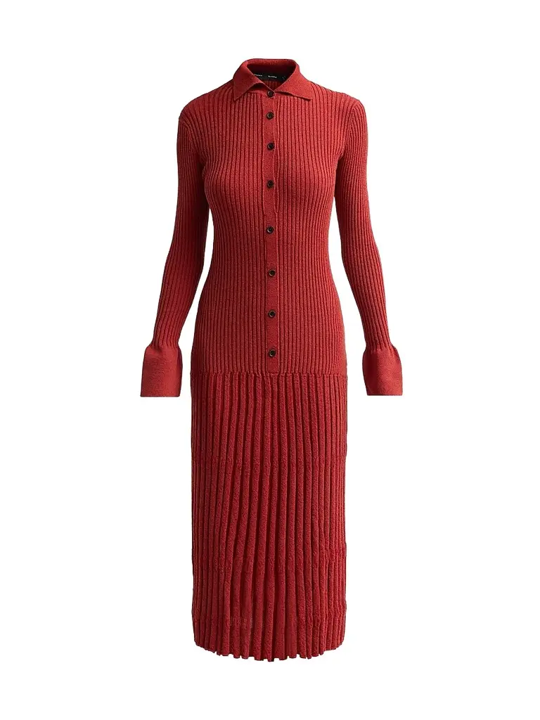 Proenza Schouler Women's Rosario Textured Merino Wool Midi Dress - Rust - Size XL | Image 1 Proenza Schouler Women's Rosario Textured Merino Wool Midi Dress - Rust - Size XL | Image 1