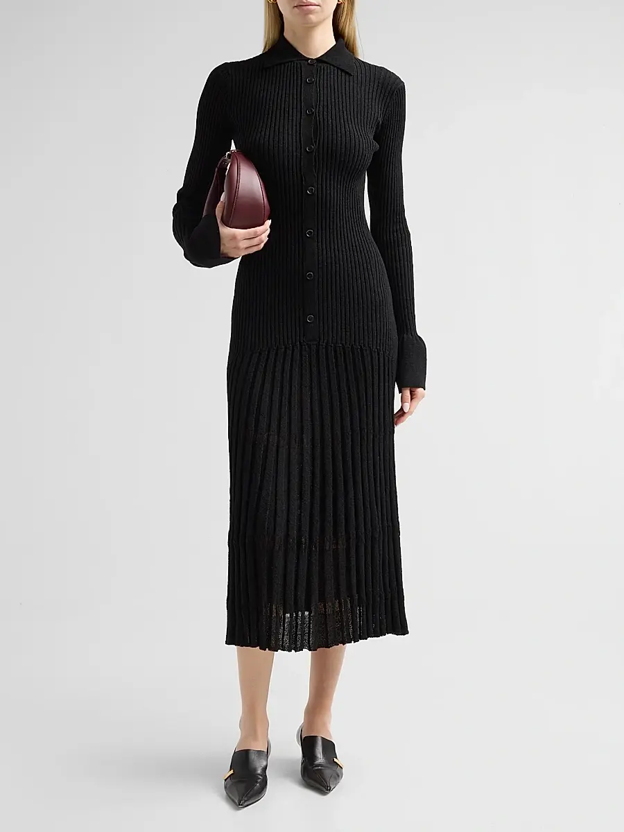 Proenza Schouler Women's Rosario Textured Merino Wool Midi Dress | Thumbnail 2