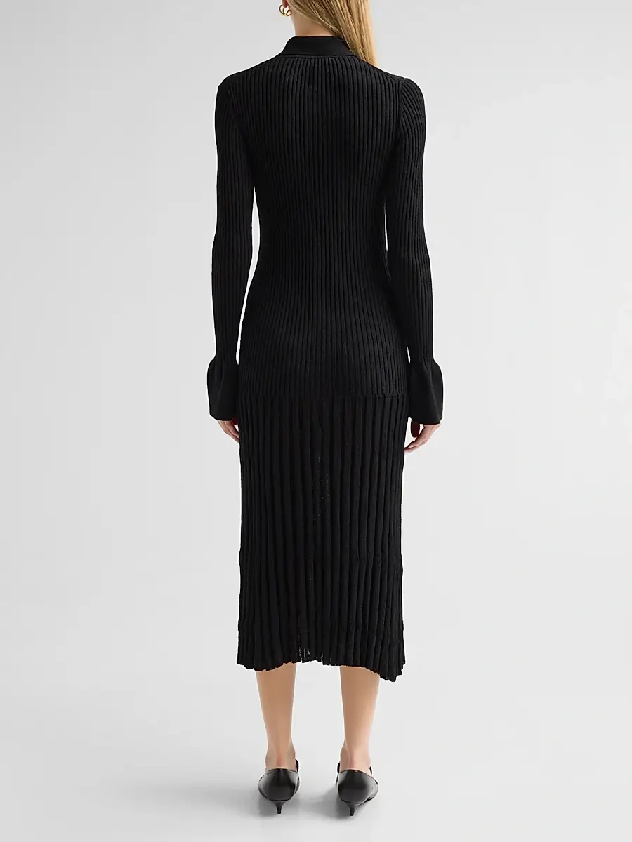 Proenza Schouler Women's Rosario Textured Merino Wool Midi Dress | Thumbnail 3