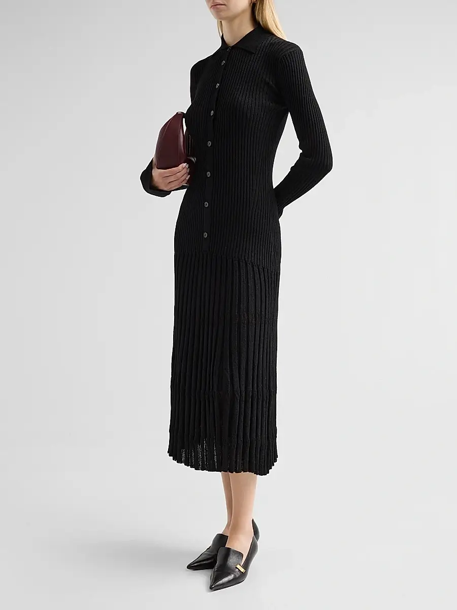 Proenza Schouler Women's Rosario Textured Merino Wool Midi Dress | Thumbnail 4