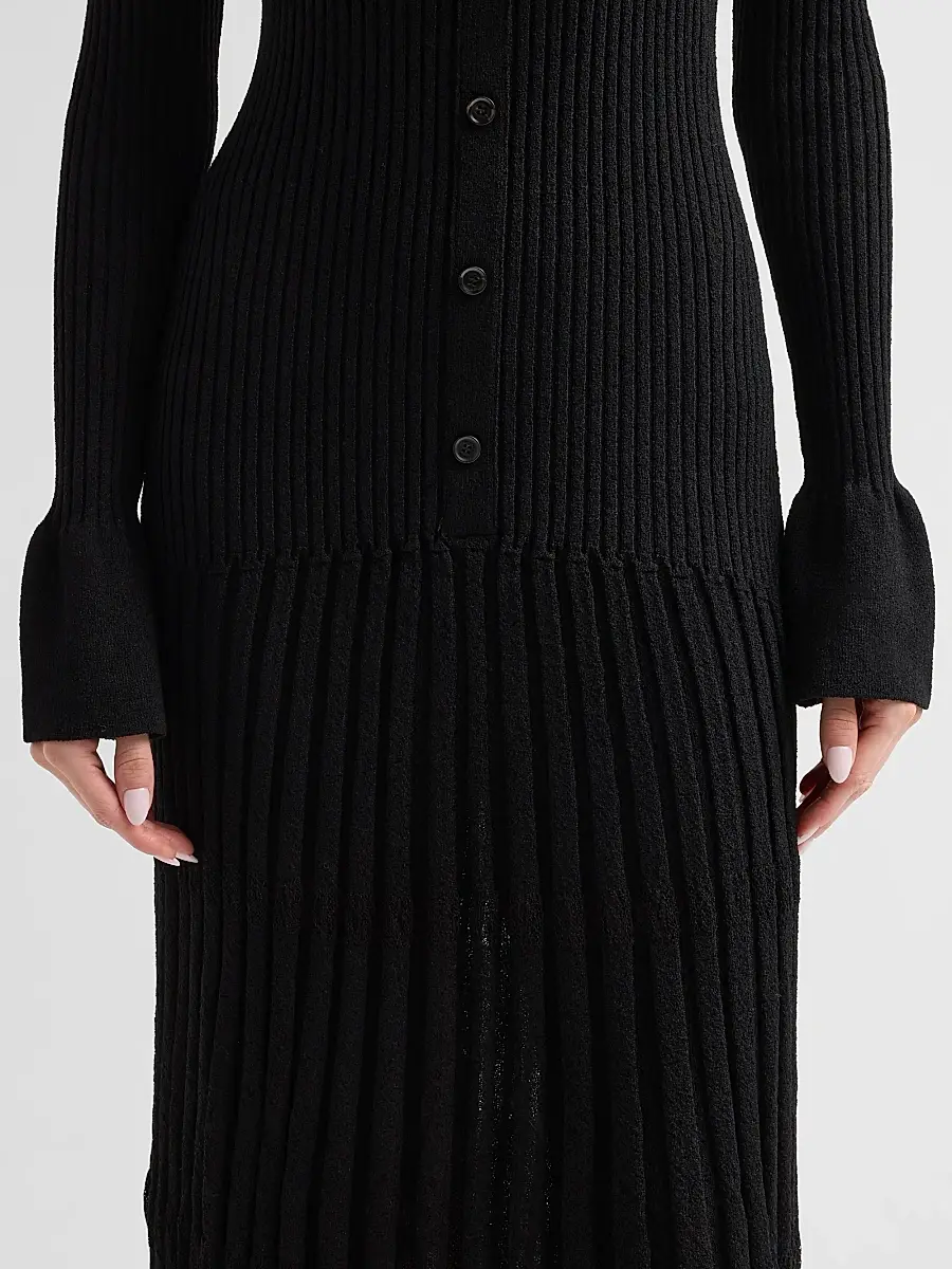 Proenza Schouler Women's Rosario Textured Merino Wool Midi Dress | Thumbnail 5
