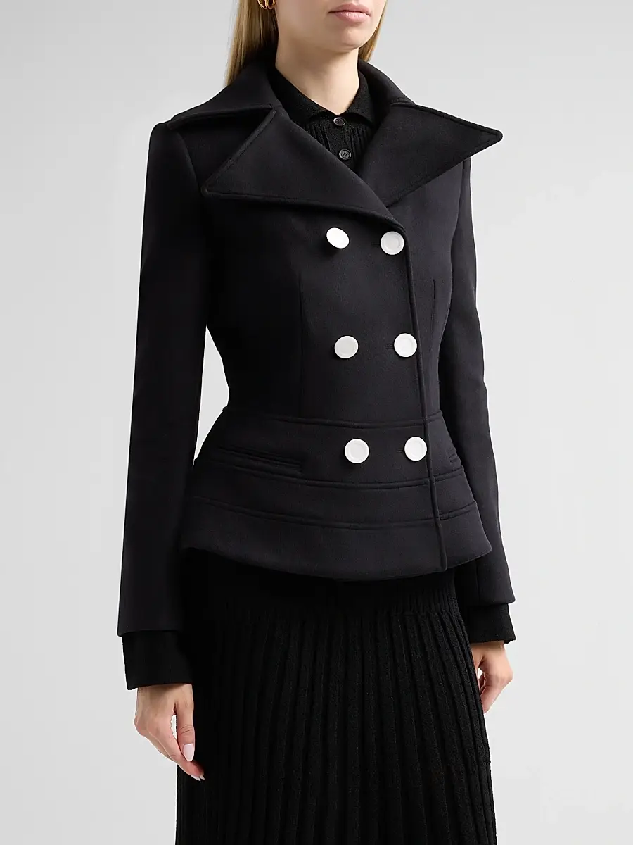 Proenza Schouler Women's Romane Wool-Blend Double-Breasted Jacket - Black | Thumbnail 4 Proenza Schouler Women's Romane Wool-Blend Double-Breasted Jacket - Black | Thumbnail 4