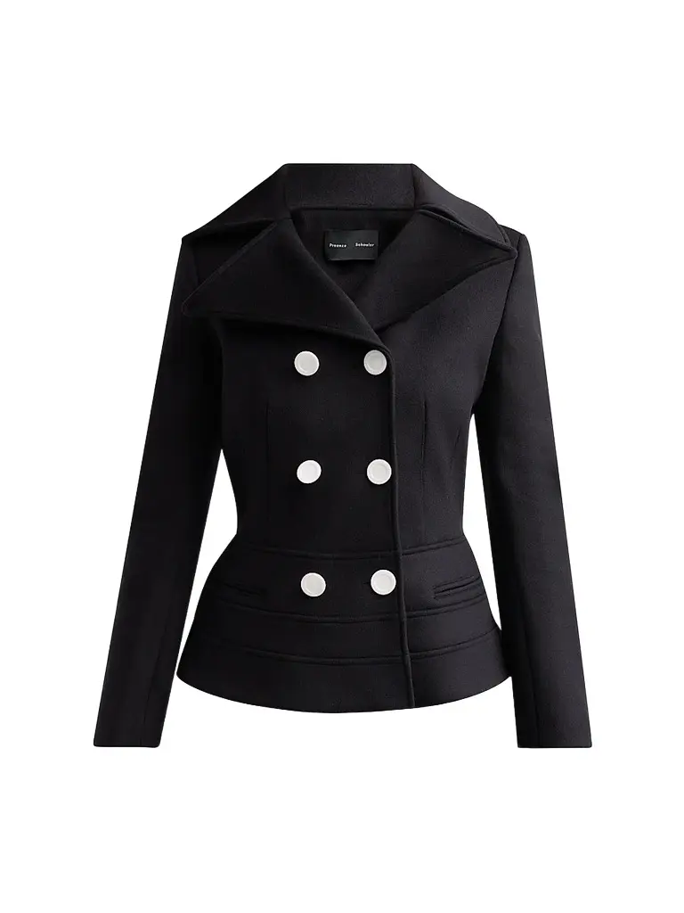 Proenza Schouler Women's Romane Wool-Blend Double-Breasted Jacket - Black | Image 1 Proenza Schouler Women's Romane Wool-Blend Double-Breasted Jacket - Black | Image 1