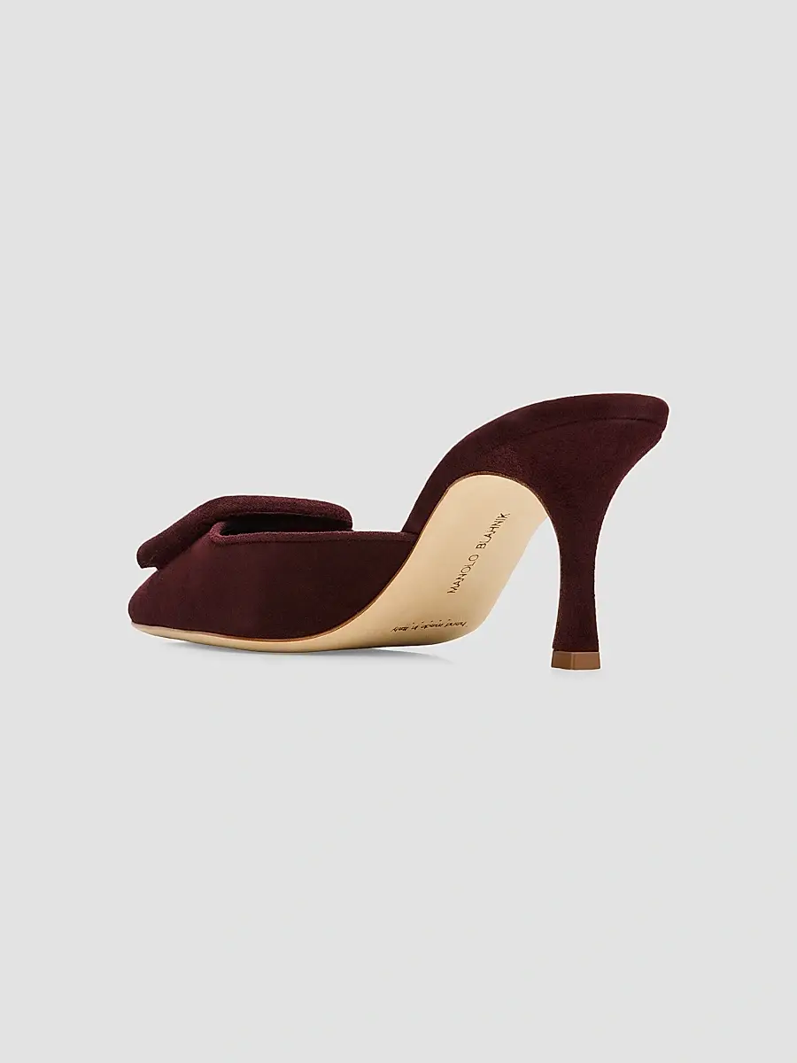 Manolo Blahnik Women's Maysale Buckle 70MM Suede Mules | Thumbnail 2