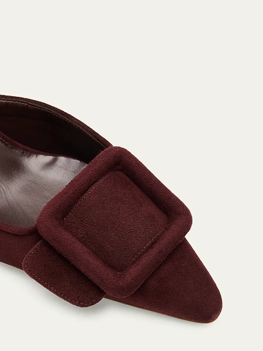 Manolo Blahnik Women's Maysale Buckle 70MM Suede Mules | Thumbnail 3