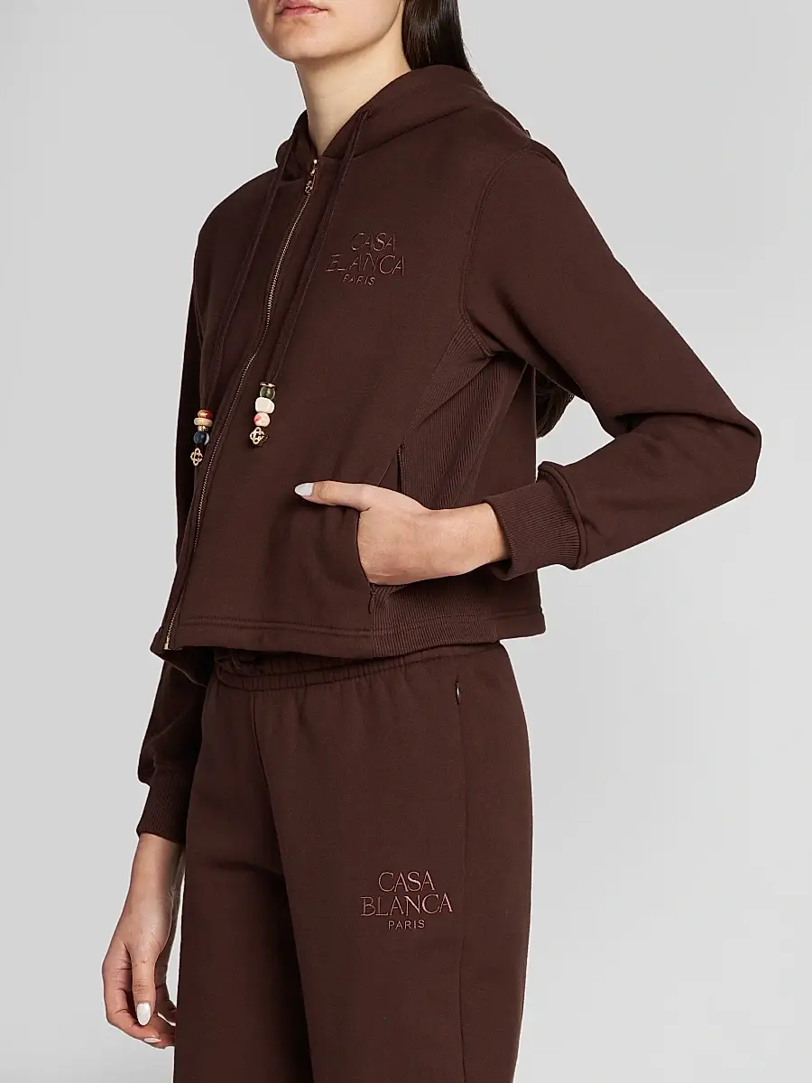 Casablanca Women's Cotton-Cashmere Crop Hoodie | Thumbnail 3