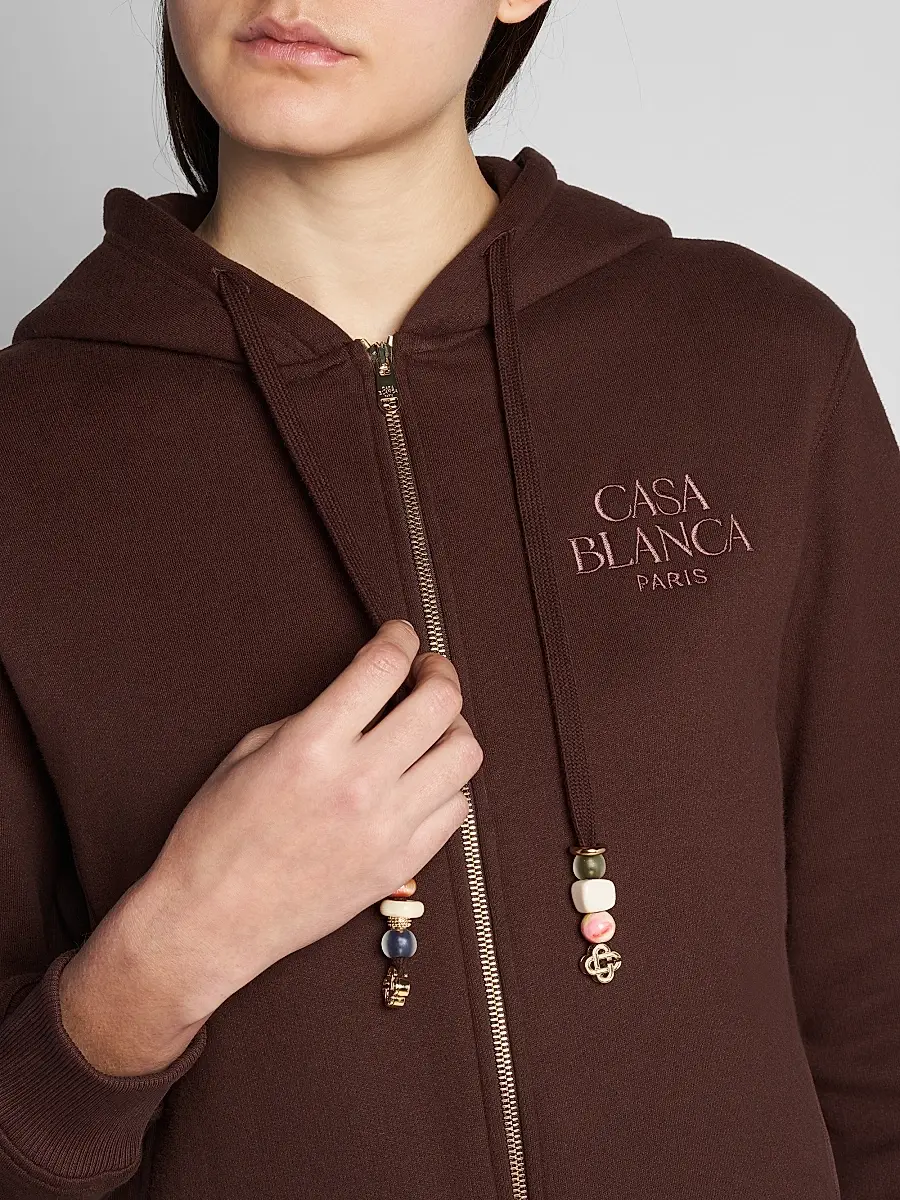 Casablanca Women's Cotton-Cashmere Crop Hoodie | Thumbnail 4