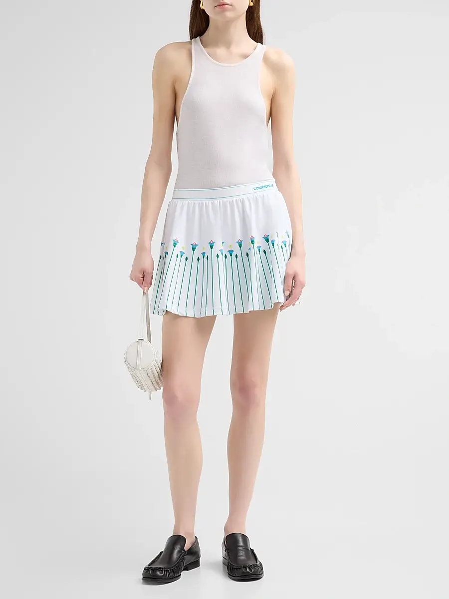 Casablanca Women's Floral Stripe Tennis Mini Skirt | Thumbnail 2 Casablanca Women's Floral Stripe Tennis Mini Skirt | Thumbnail 2