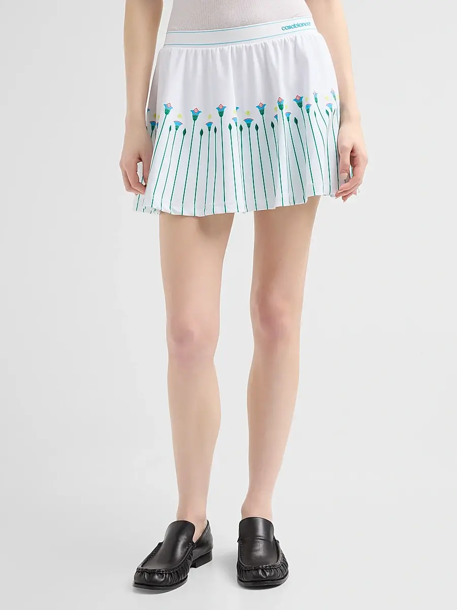 Casablanca Women's Floral Stripe Tennis Mini Skirt | Thumbnail 4 Casablanca Women's Floral Stripe Tennis Mini Skirt | Thumbnail 4