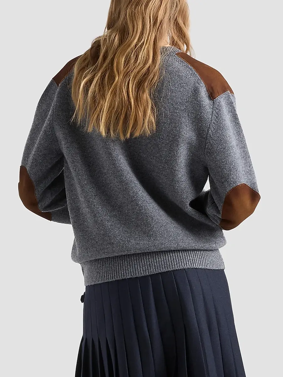 Prada Women's Wool and Suede Cardigan - Grey | Thumbnail 4