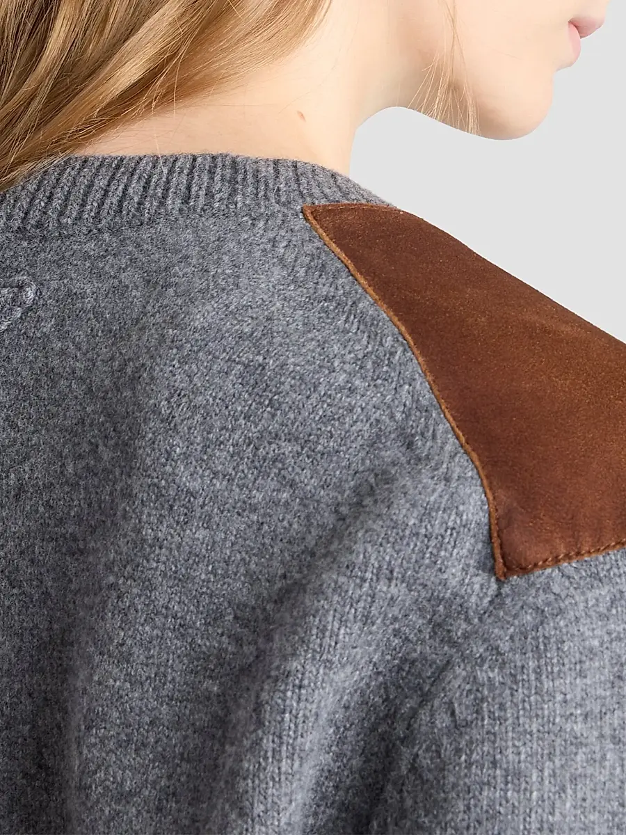 Prada Women's Wool and Suede Cardigan - Grey | Thumbnail 6