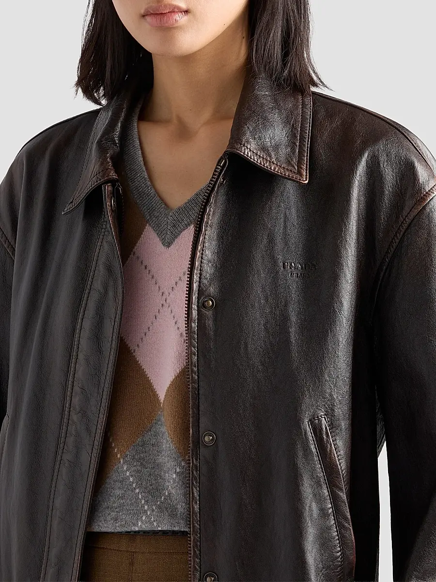 Prada Women's Argyle Cashmere V-Neck Sweater | Thumbnail 5