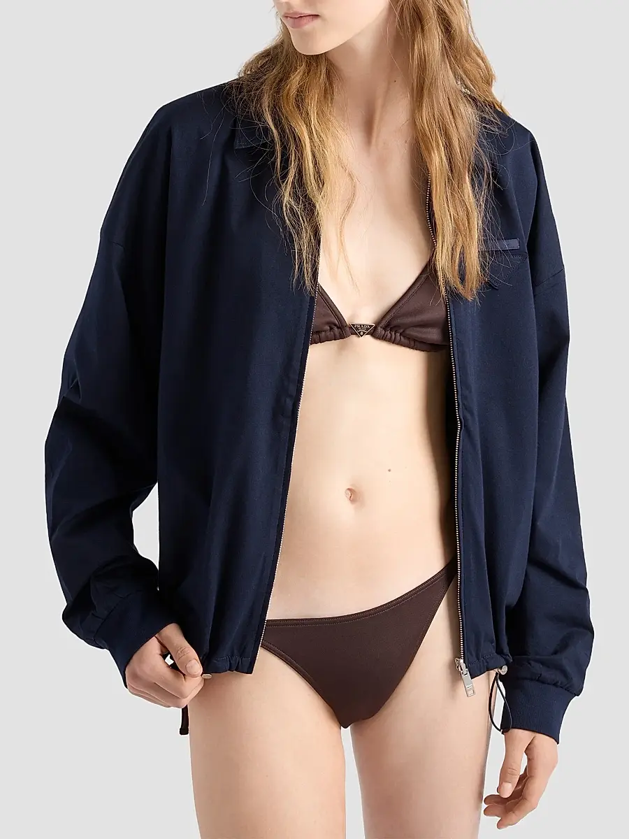 Prada Women's Interlock Fabric Triangle Bikini Top | Thumbnail 2 Prada Women's Interlock Fabric Triangle Bikini Top | Thumbnail 2