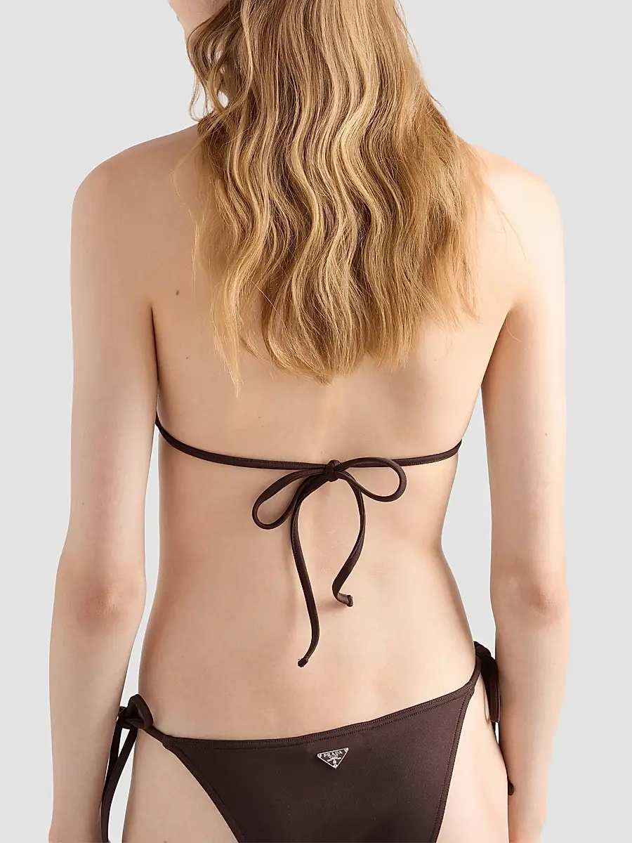 Prada Women's Interlock Fabric Triangle Bikini Top | Thumbnail 3 Prada Women's Interlock Fabric Triangle Bikini Top | Thumbnail 3