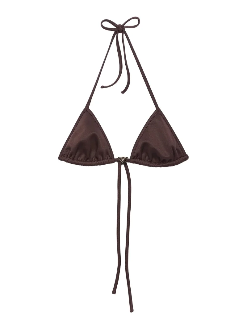 Prada Women's Interlock Fabric Triangle Bikini Top