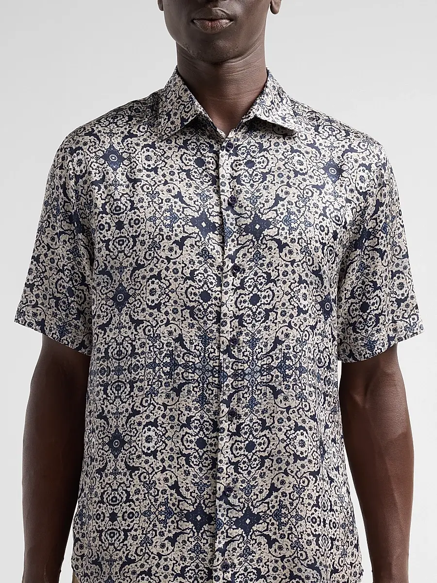 Emporio Armani Men's Abstract Floral Short-Sleeve Sport Shirt | Thumbnail 5 Emporio Armani Men's Abstract Floral Short-Sleeve Sport Shirt | Thumbnail 5