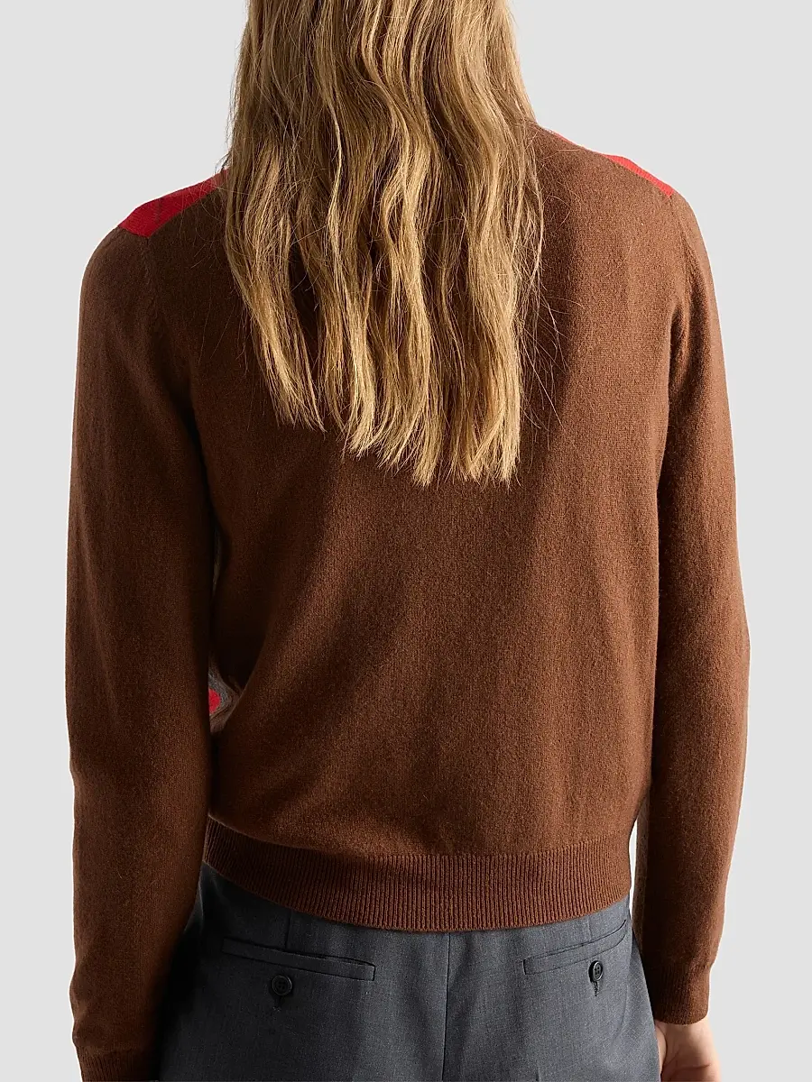 Prada Women's Argyle Cashmere Polo Sweater | Thumbnail 5 Prada Women's Argyle Cashmere Polo Sweater | Thumbnail 5