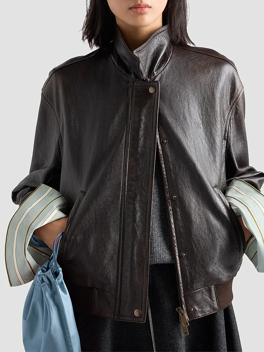 Prada Women's Nappa Leather Jacket | Thumbnail 5 Prada Women's Nappa Leather Jacket | Thumbnail 5
