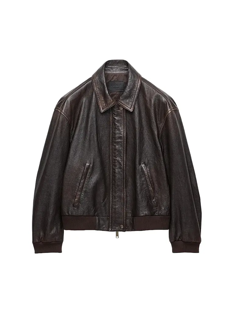 Prada Women's Nappa Leather Jacket - Brown | Image 1 Prada Women's Nappa Leather Jacket - Brown | Image 1