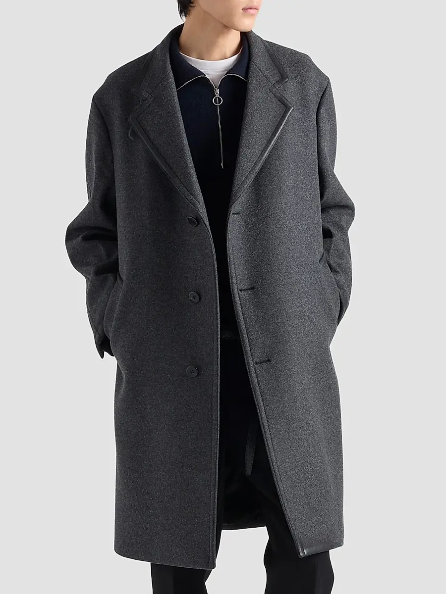 Prada Men's Wool and Cashmere Polo Sweater | Thumbnail 3