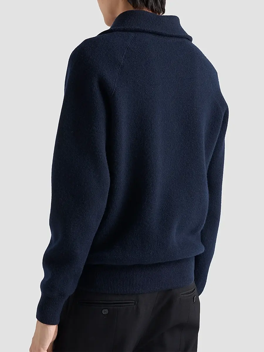 Prada Men's Wool and Cashmere Polo Sweater | Thumbnail 6