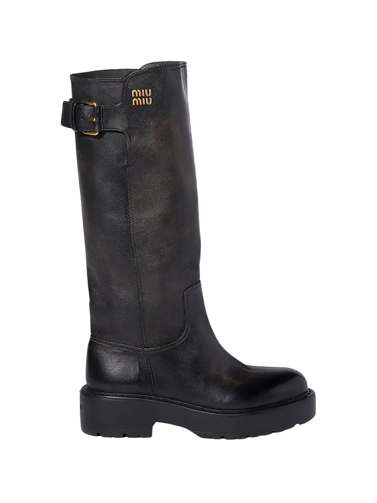 Miu Miu Women's Leather Boots - Black | Image 1 Miu Miu Women's Leather Boots - Black | Image 1