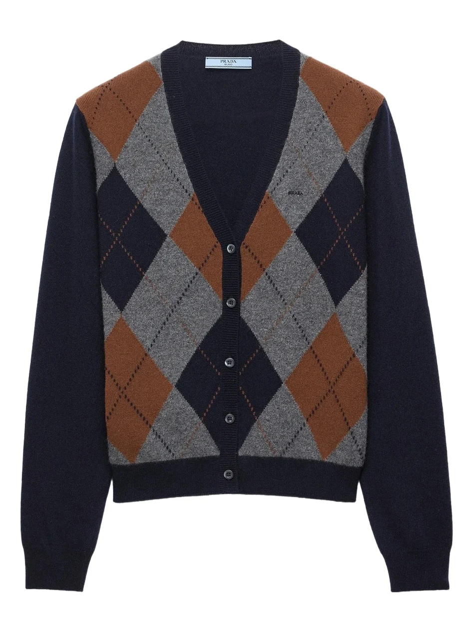Women's Argyle Cashmere Cardigan