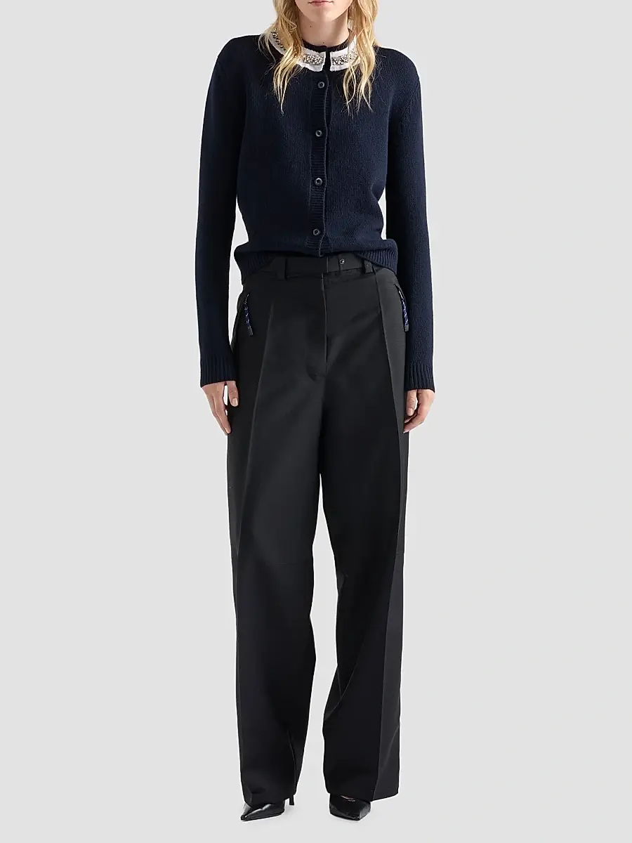 Prada Women's Wool and Cashmere Cardigan - Blue | Thumbnail 2 Prada Women's Wool and Cashmere Cardigan - Blue | Thumbnail 2