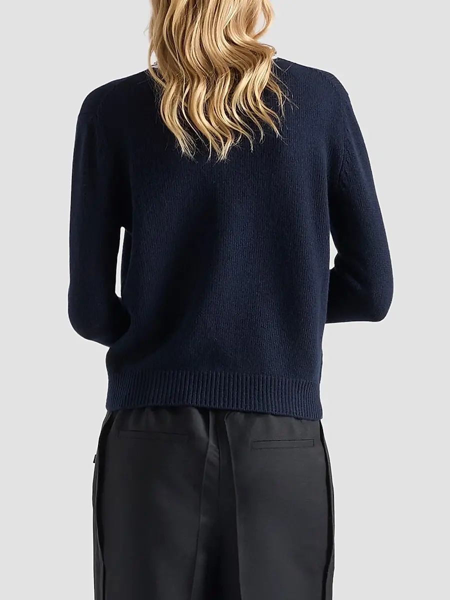 Prada Women's Wool and Cashmere Cardigan - Blue | Thumbnail 4 Prada Women's Wool and Cashmere Cardigan - Blue | Thumbnail 4