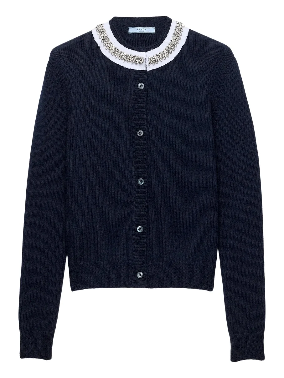 Women's Wool and Cashmere Cardigan - Blue Women's Wool and Cashmere Cardigan - Blue