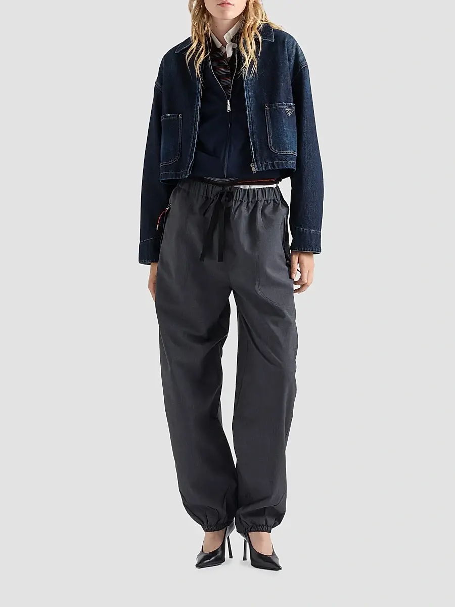 Prada Women's Cropped Denim Blouson Jacket | Thumbnail 2 Prada Women's Cropped Denim Blouson Jacket | Thumbnail 2
