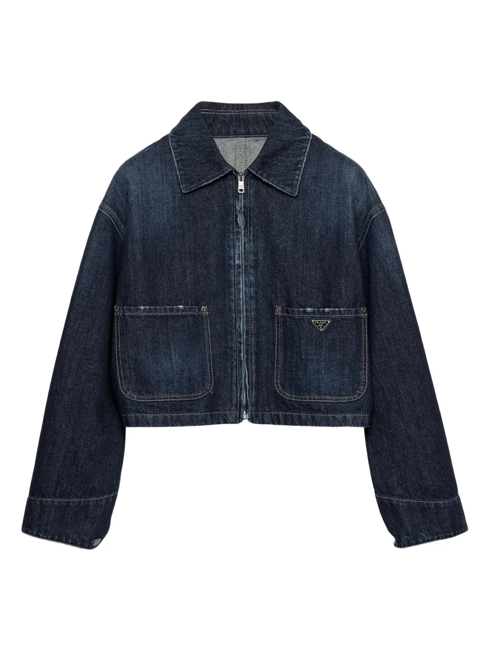 Women's Cropped Denim Blouson Jacket Women's Cropped Denim Blouson Jacket